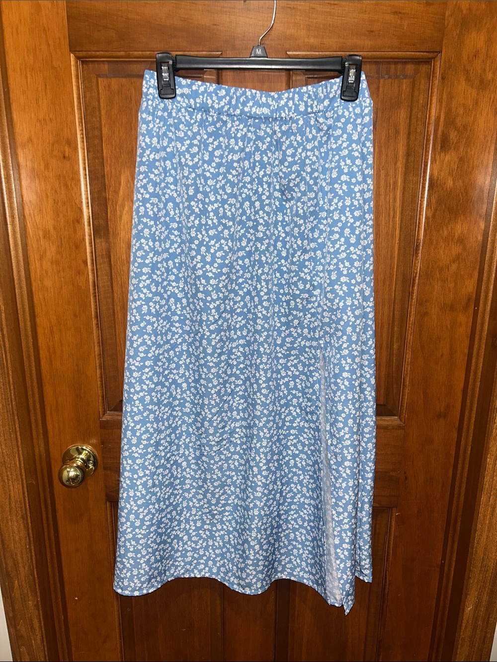 NWOT Light Blue Floral Maxi Skirt Size Medium